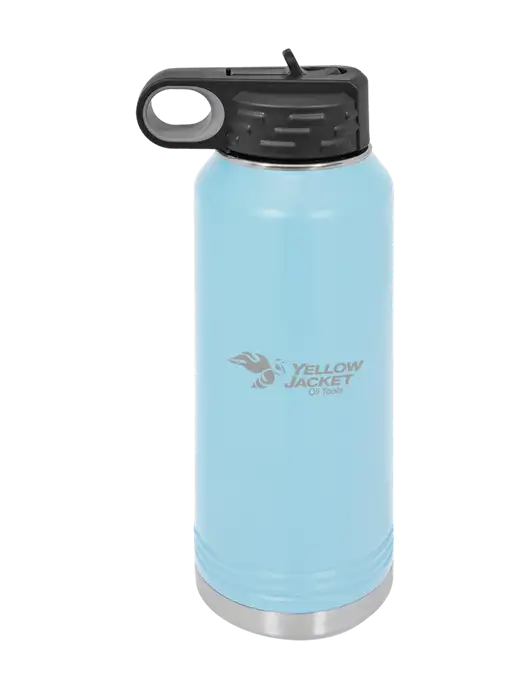 Polar Camel 32 oz Powder Coated Light Blue Vacuum Insulated Water Bottle w/Yellow Jacket Logo, HALO Logo