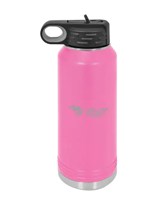 Polar Camel 32 oz Powder Coated Pink Vacuum Insulated Water Bottle w/Yellow Jacket Logo, HALO Logo