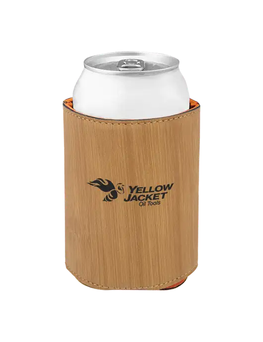 Bamboo Leatherette Beverage Holder w/Yellow Jacket Logo, HALO Logo