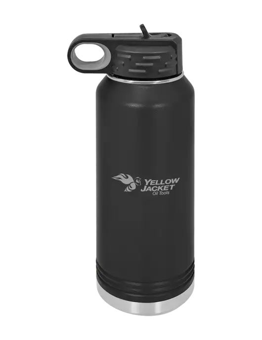 Polar Camel 32 oz Powder Coated Black Vacuum Insulated Water Bottle w/Yellow Jacket Logo, HALO Logo