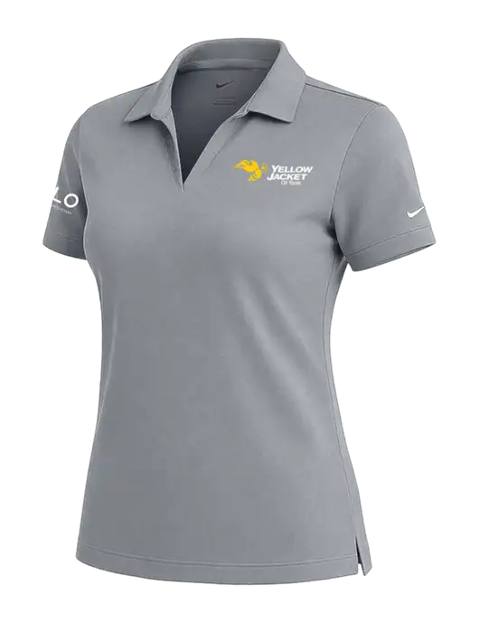 NIKE Medium Grey Womens Dri-Fit Micro Pique Polo w/Yellow Jacket Logo, HALO Logo
