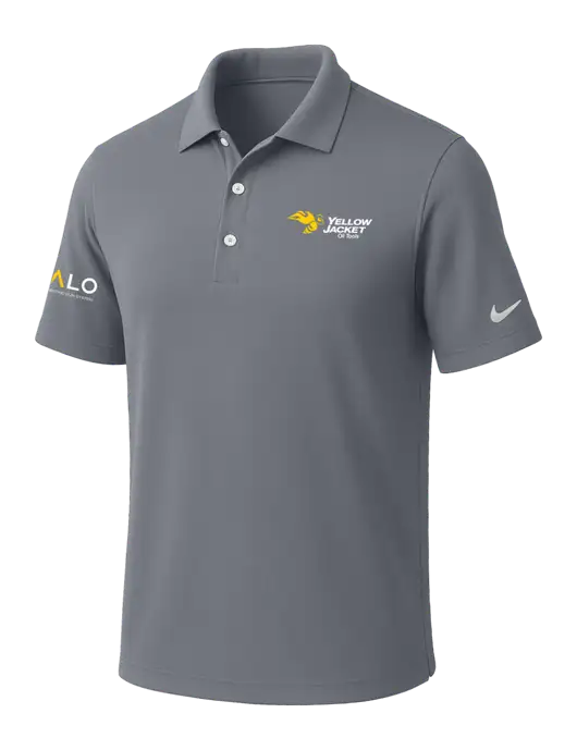 NIKE Medium Grey Dri-Fit Micro Pique Polo w/Yellow Jacket Logo, HALO Logo