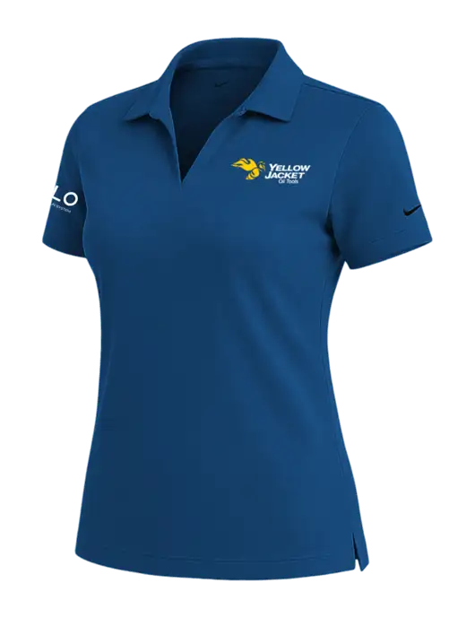 NIKE Dark Royal Womens Dri-Fit Micro Pique Polo w/Yellow Jacket Logo, HALO Logo