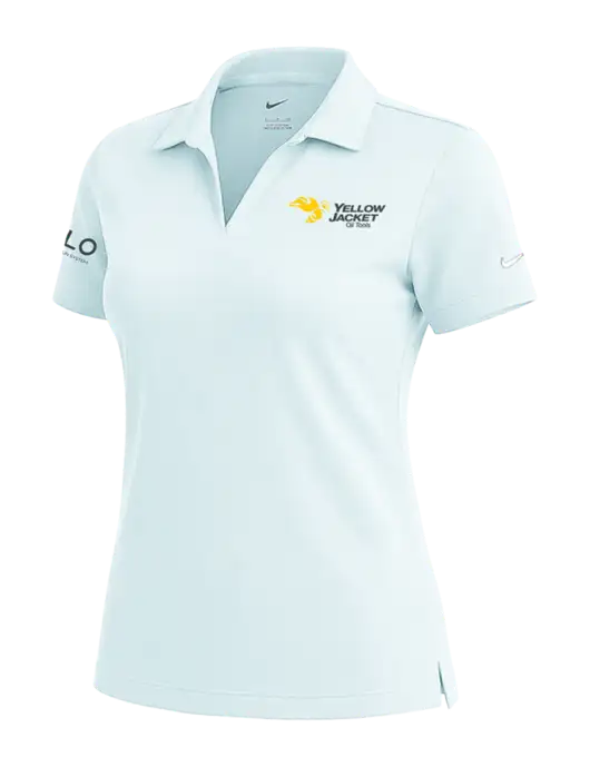 NIKE Very Light Blue Womens Dri-Fit Micro Pique Polo w/Yellow Jacket Logo, HALO Logo
