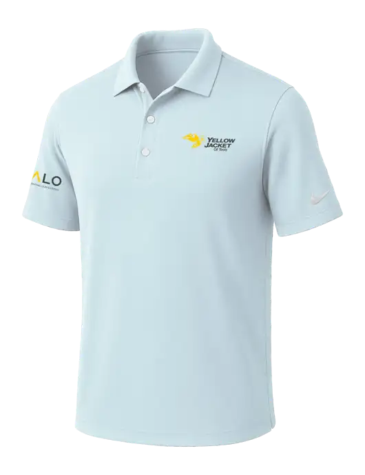 NIKE Very Light Blue Dri-Fit Micro Pique Polo w/Yellow Jacket Logo, HALO Logo