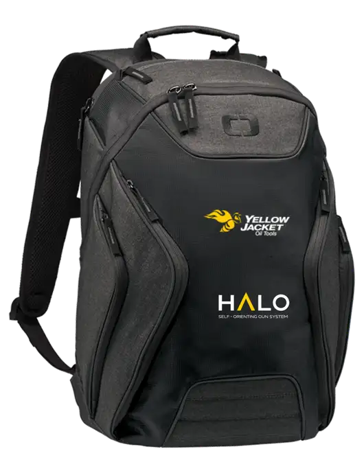 OGIO Black/Heather Grey Hatch Laptop Backpack
 w/Yellow Jacket Logo, HALO Logo