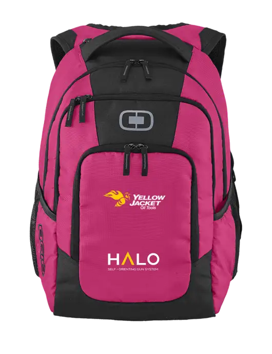 OGIO Flush Pink Logan Laptop Backpack
 w/Yellow Jacket Logo, HALO Logo