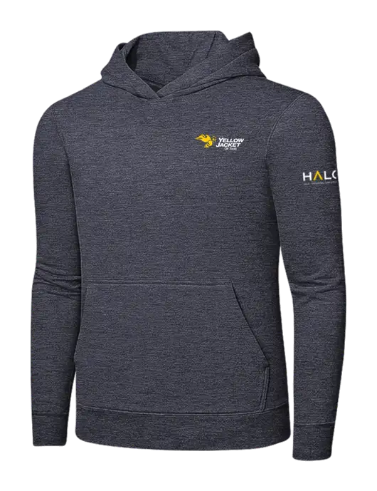 Heather Navy 7.8 oz Ring Spun Hooded Sweatshirt w/Yellow Jacket Logo, HALO Logo