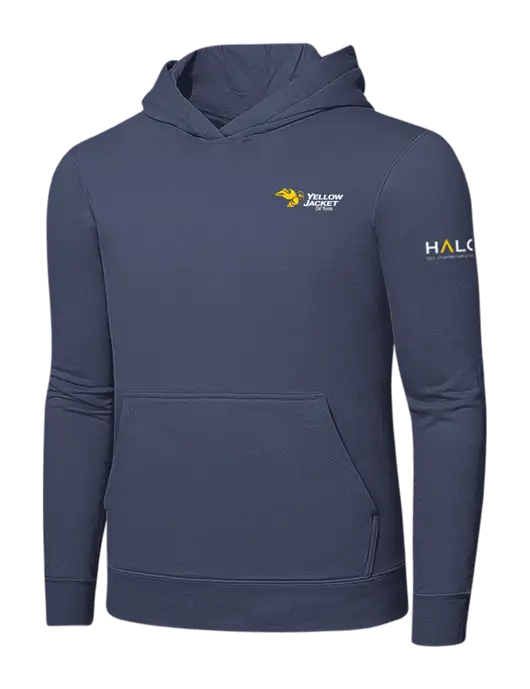 Steel Blue 7.8. oz Ring Spun Hooded Sweatshirt w/Yellow Jacket Logo, HALO Logo