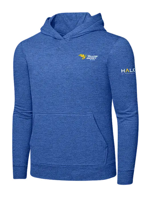 Heather Royal 7.8. oz Ring Spun Hooded Sweatshirt w/Yellow Jacket Logo, HALO Logo