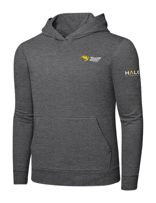 Graphite Heather 7.8. oz Ring Spun Hooded Sweatshirt w/Yellow Jacket Logo, HALO Logo