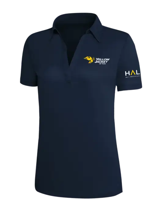 Navy Silk Touch Womens Performance Polo w/Yellow Jacket Logo, HALO Logo