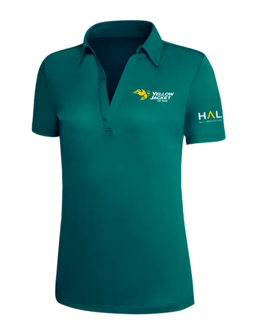 Dark Teal Silk Touch Womens Performance Polo w/Yellow Jacket Logo, HALO Logo