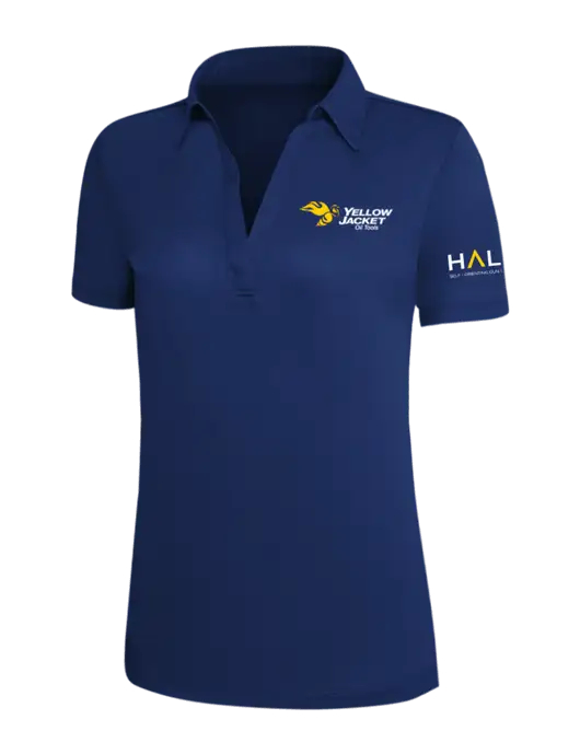 Dark Royal Silk Touch Womens Performance Polo w/Yellow Jacket Logo, HALO Logo