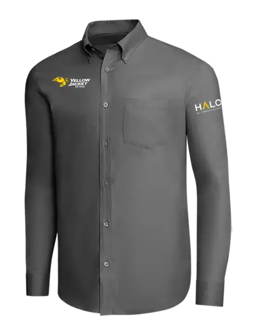 Brooks Brothers Dark Grey Wrinkle-Free Stretch Pinpoint Shirt w/Yellow Jacket Logo, HALO Logo