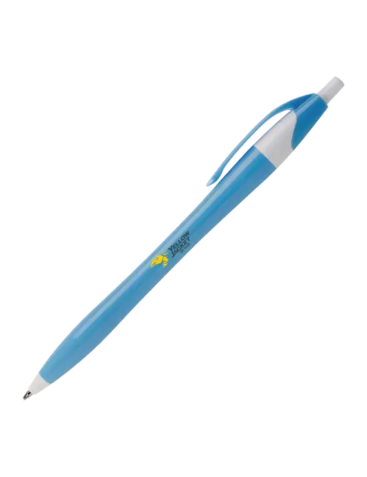 Novella Light Blue/White Breeze Pen - Blue Ink w/Yellow Jacket Logo, HALO Logo