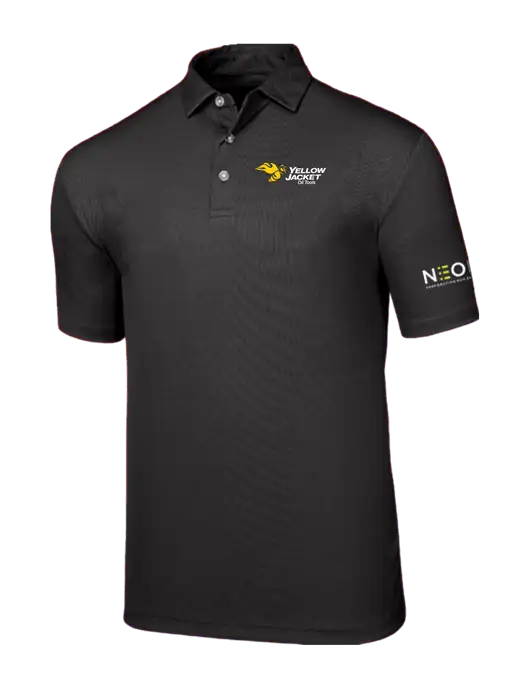 Callaway Birdseye Black Polo w/Yellow Jacket Logo, Neon Logo