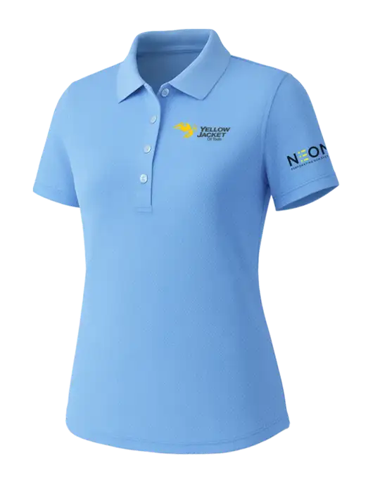 Callaway Womens Core Light Blue Performance Polo w/Yellow Jacket Logo, Neon Logo