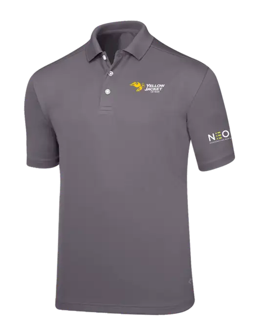 Callaway Core Medium Grey Performance Polo w/Yellow Jacket Logo, Neon Logo