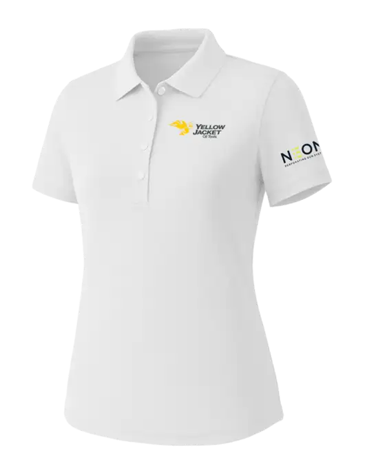 Callaway Womens Core Bright White Performance Polo w/Yellow Jacket Logo, Neon Logo