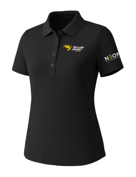 Callaway Womens Core Black Performance Polo w/Yellow Jacket Logo, Neon Logo