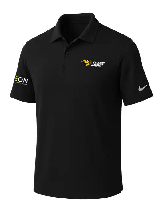 NIKE Black Dri-Fit Micro Pique Polo w/Yellow Jacket Logo, Neon Logo