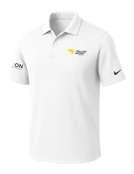 NIKE White Dri-Fit Micro Pique Polo w/Yellow Jacket Logo, Neon Logo