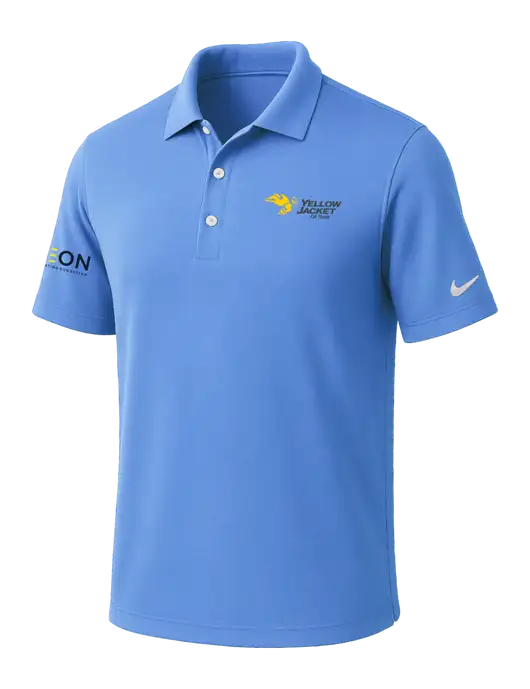 NIKE Carolina Blue Dri-Fit Micro Pique Polo w/Yellow Jacket Logo, Neon Logo