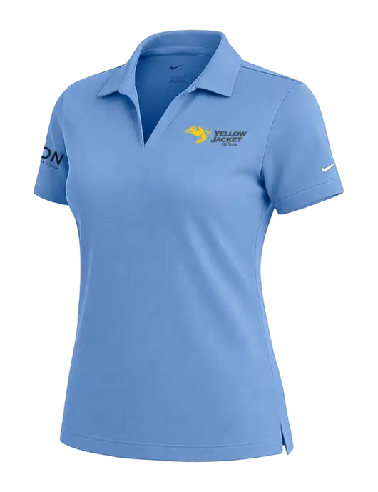 NIKE Carolina Blue Womens Dri-Fit Micro Pique Polo w/Yellow Jacket Logo, Neon Logo