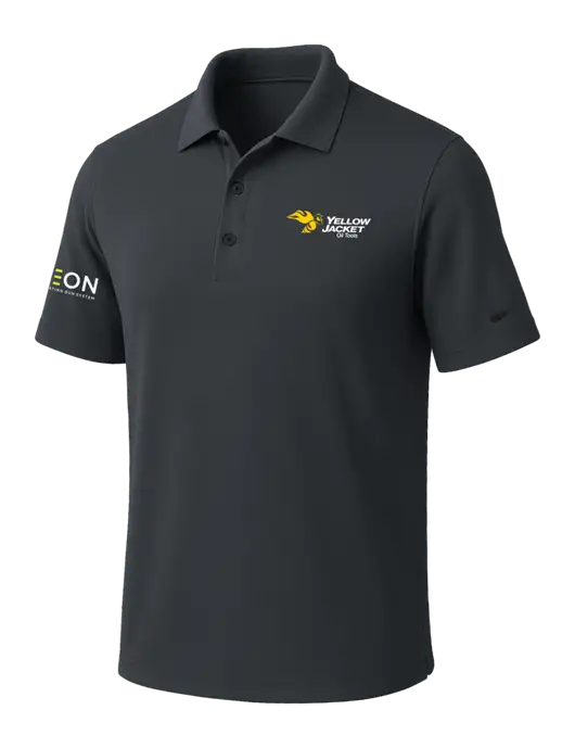 NIKE Dark Grey Dri-Fit Micro Pique Polo w/Yellow Jacket Logo, Neon Logo