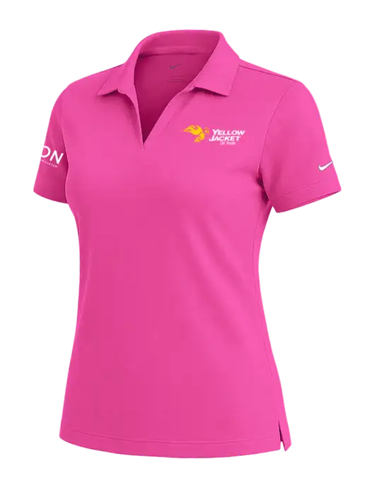 NIKE Fuchsia Womens Dri-Fit Micro Pique Polo w/Yellow Jacket Logo, Neon Logo