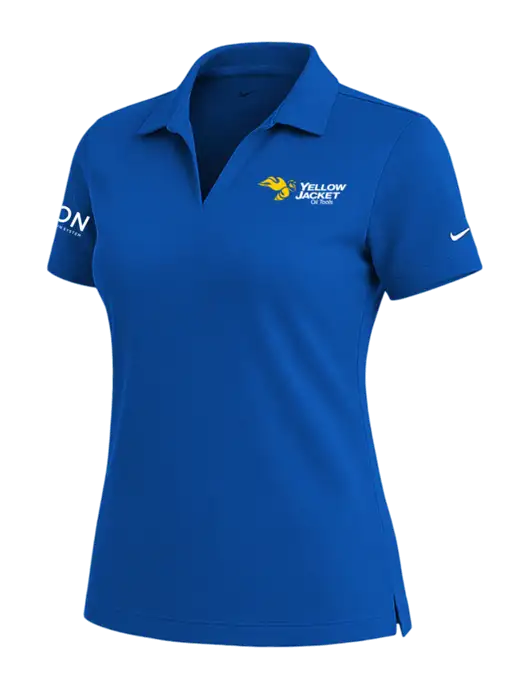 NIKE Royal Womens Dri-Fit Micro Pique Polo w/Yellow Jacket Logo, Neon Logo
