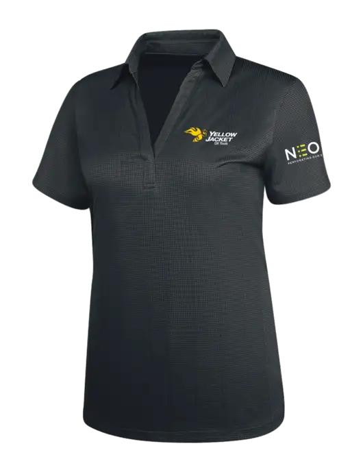 Dark Grey Womens Performance Fine Jacquard Polo w/Yellow Jacket Logo, Neon Logo