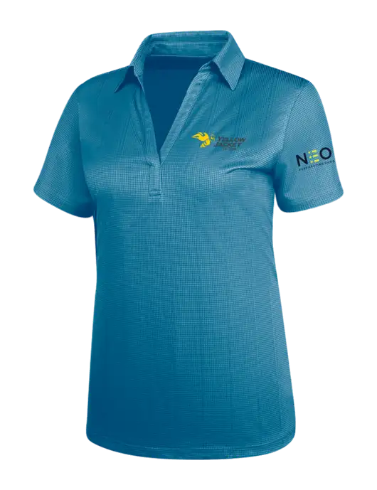 Carolina Blue Womens Performance Fine Jacquard Polo w/Yellow Jacket Logo, Neon Logo