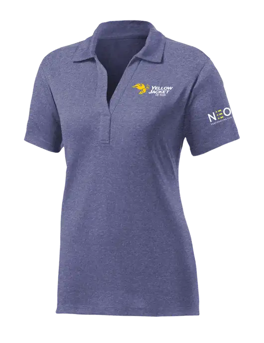 Womens Navy Heather Contender Polo w/Yellow Jacket Logo, Neon Logo