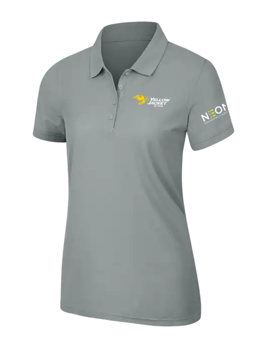 Light Grey Womens Core Classic Pique Polo w/Yellow Jacket Logo, Neon Logo