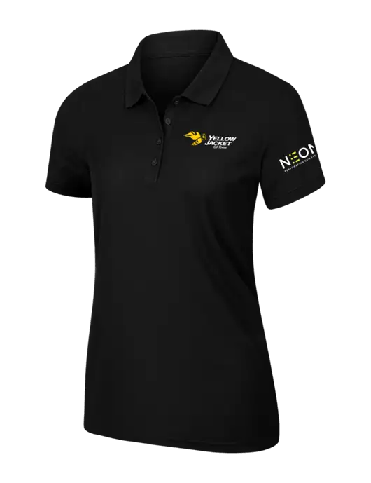 Womens Black Core Classic Pique Polo w/Yellow Jacket Logo, Neon Logo