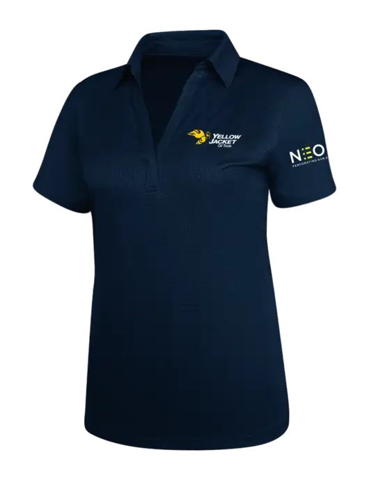 Navy Womens Performance Fine Jacquard Polo w/Yellow Jacket Logo, Neon Logo