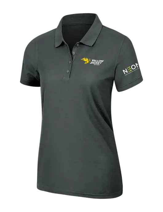 Dark Grey Womens Core Classic Pique Polo w/Yellow Jacket Logo, Neon Logo
