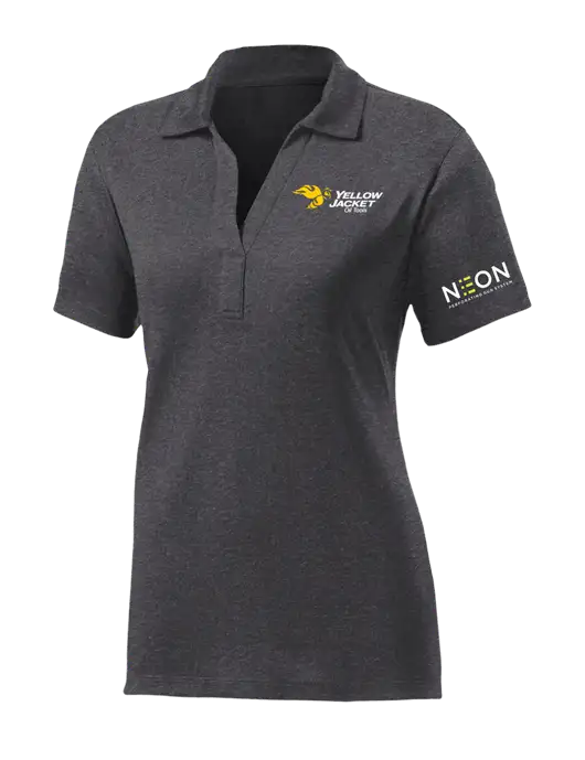 Womens Dark Grey Heather Contender Polo w/Yellow Jacket Logo, Neon Logo