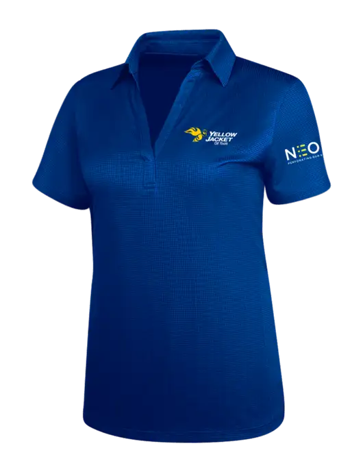 Dark Royal Blue Womens Performance Fine Jacquard Polo w/Yellow Jacket Logo, Neon Logo