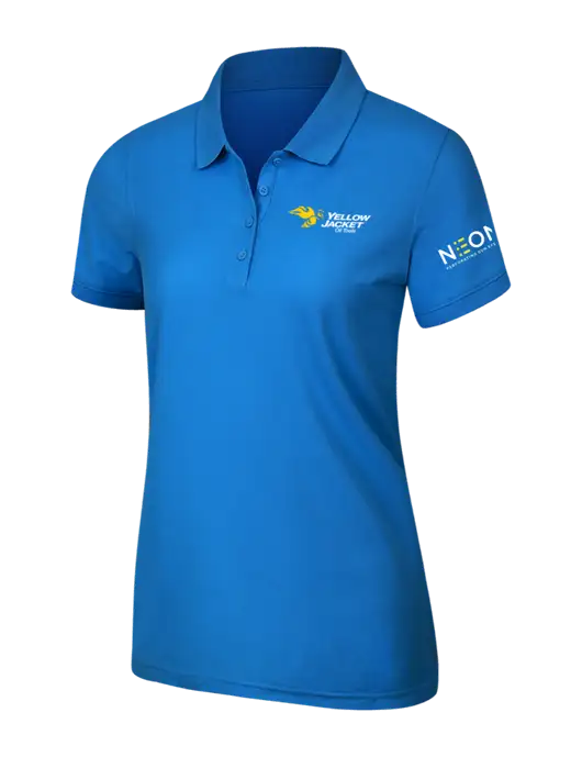 Light Royal Blue Womens Core Classic Pique Polo w/Yellow Jacket Logo, Neon Logo