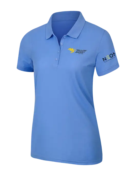 Carolina Blue Womens Core Classic Pique Polo w/Yellow Jacket Logo, Neon Logo