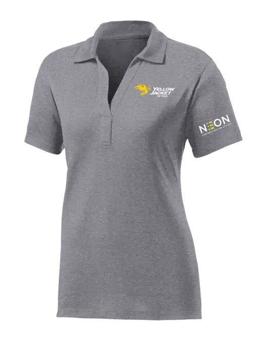 Womens Medium Grey Heather Contender Polo w/Yellow Jacket Logo, Neon Logo
