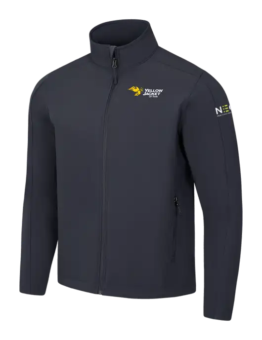 Charcoal Grey Core Soft Shell Jacket w/Yellow Jacket Logo, Neon Logo