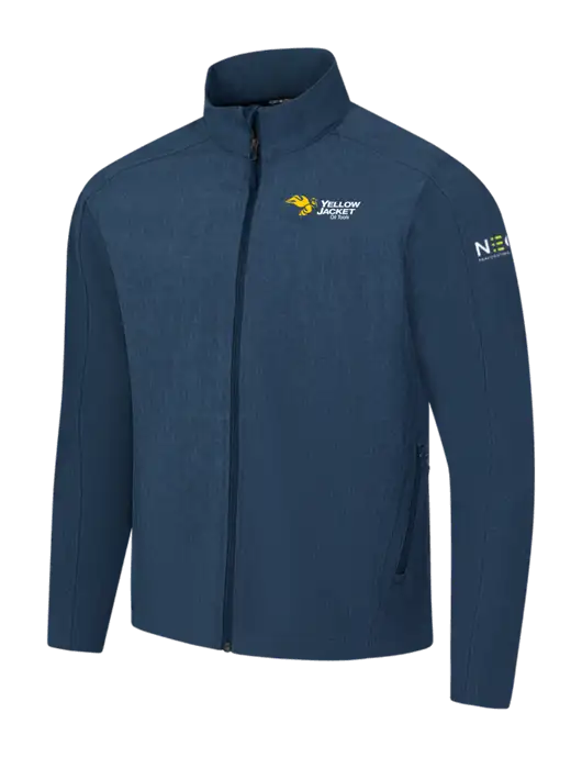 Navy Heather Core Soft Shell Jacket w/Yellow Jacket Logo, Neon Logo