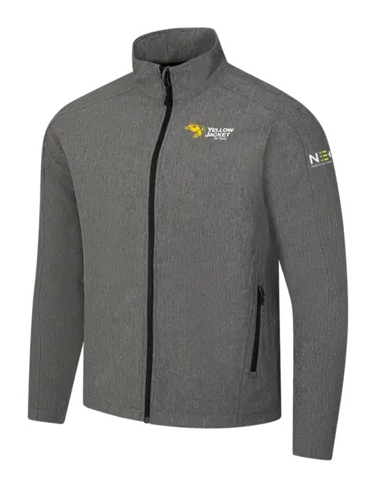 Medium Grey Heather Core Soft Shell Jacket w/Yellow Jacket Logo, Neon Logo