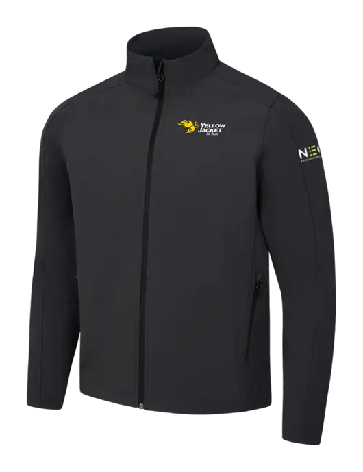 Black Charcoal Heather Core Soft Shell Jacket w/Yellow Jacket Logo, Neon Logo