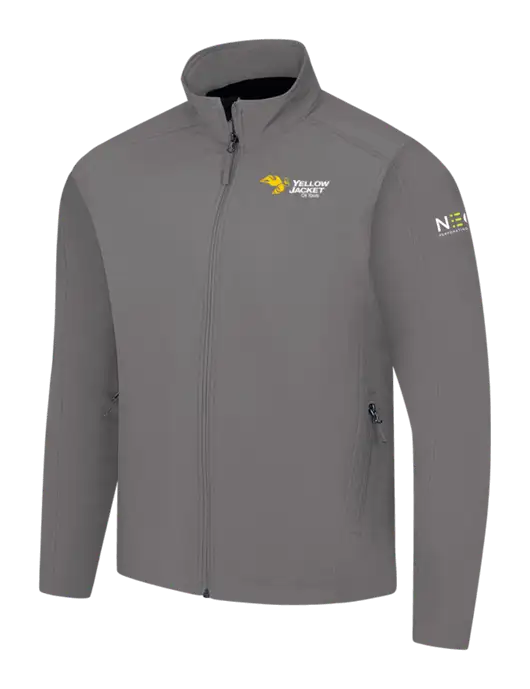 Medium Grey Core Soft Shell Jacket w/Yellow Jacket Logo, Neon Logo