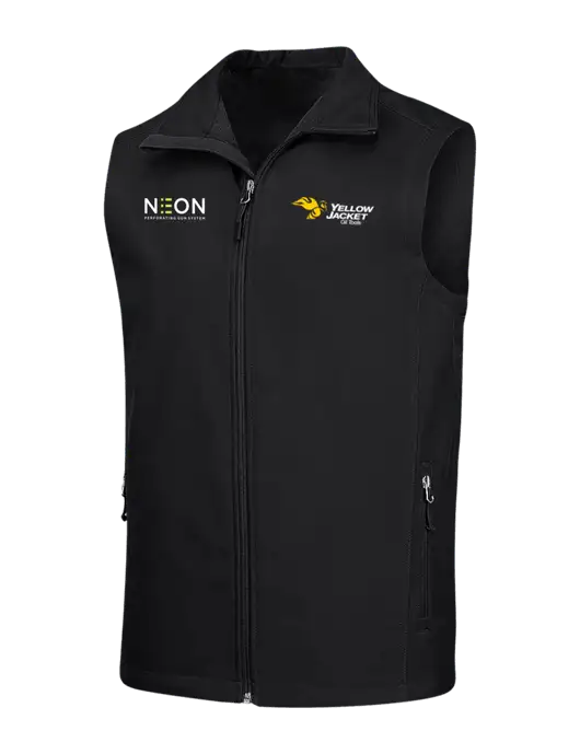 Black Core Soft Shell Vest w/Yellow Jacket Logo, Neon Logo
